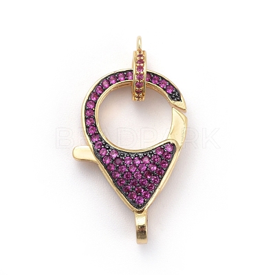 Brass Micro Pave Cubic Zirconia Lobster Claw Clasps ZIRC-K081-95G-03-1