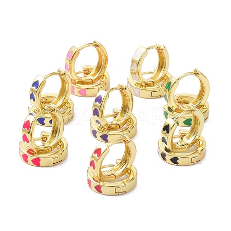 Brass Enamel Hoop Earrings KK-P205-18G-1