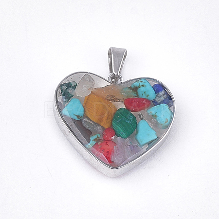 Natural & Synthetic Mixed Stone Pendants STAS-T043-01O-1