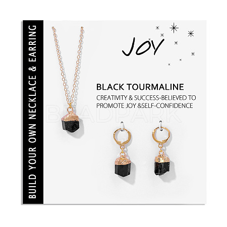 Nuggets Natural Tourmaline Pendant Necklaces & Earrings Sets for Women WG0BEC3-03-1