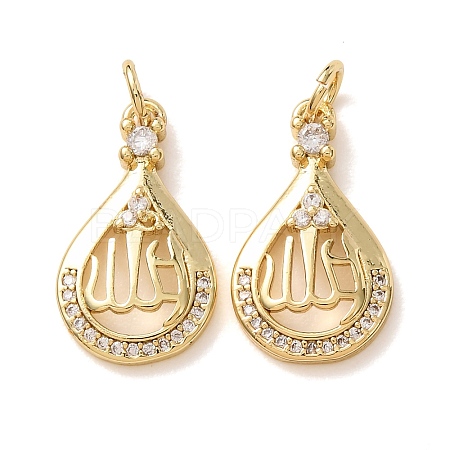Brass Micro Pave Clear Cubic Zirconia Pendants CU-CBA2907-05B-G-1