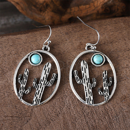 Alloy & Synthetic Turquoise Dangle Earrings FS-WG3DEAB-02-1