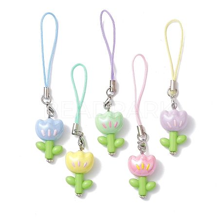 Flower Acrylic Mobile Straps HJEW-JM01883-1