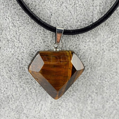 Natural Tiger Eye Faceted Pendants PW-WGFB581-02-1