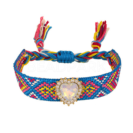 Adjustable Heart Cotton & Alloy Rhinestone Slider Bracelets FS-WGF98DD-02-1