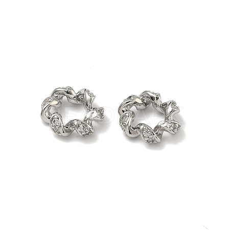 Brass Micro Pave Clear Cubic Zirconia European Beads KK-D228-03P-1