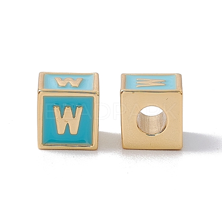 Rack Plating Brass Enamel Beads KK-B060-04G-06W-1