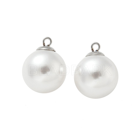 Plastic Imitation Pearl Beads Pendants STAS-Z009-02F-P-1