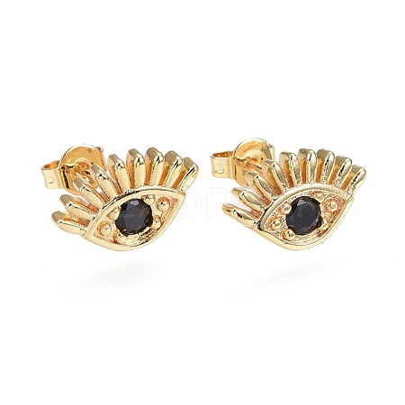 Brass Micro Pave Cubic Zirconia Stud Earrings EJEW-L224-01A-1