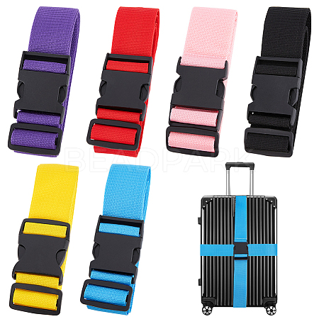 CRASPIRE 6Pcs 6 Colors Polyester Adjustable Luggage Straps FIND-CP0001-21-1