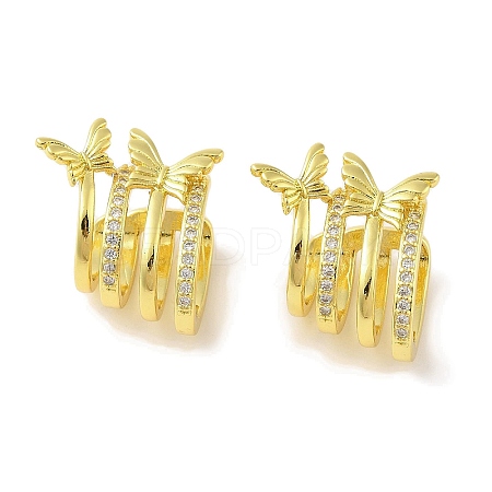 Brass Micro Pave Clear Cubic Zirconia Cuff Earrings for Women EJEW-I305-06G-1