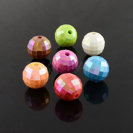 AB Color Chunky Bubblegum Acrylic Round Beads MACR-S032-M08-1