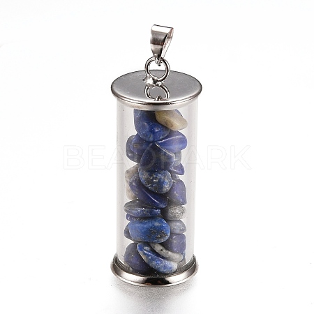 Alloy & Glass Wish Bottle Pendants G-Z017-02-1