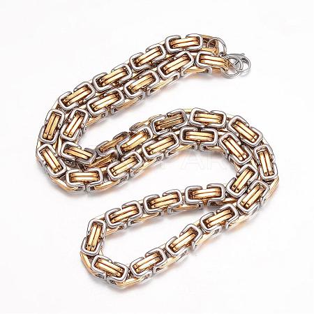 201 Stainless Steel Byzantine Chain Necklaces NJEW-K062-01C2-8mm-1