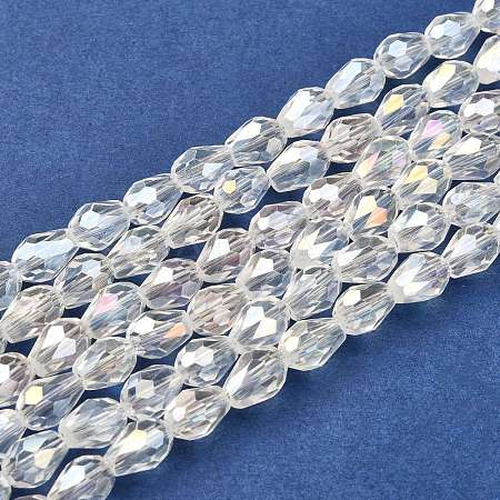 Electroplate Glass Beads Strands EGLA-D015-7x5mm-01-1