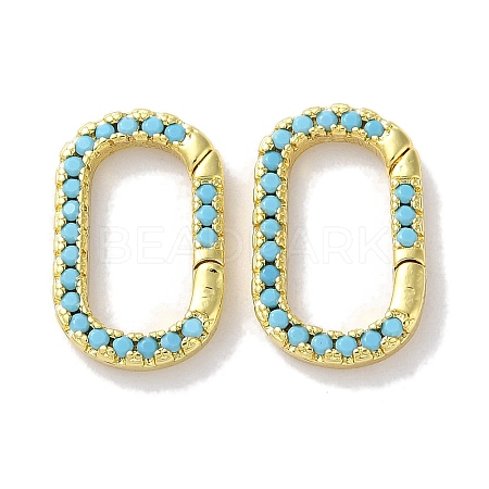 Rack Plated Brass Micro Pave Cubic Zirconia Clasps X-KK-Z039-06A-G-1
