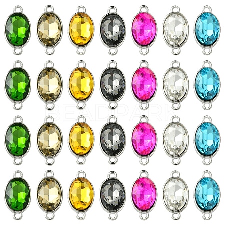 28Pcs 7 Colors Alloy Glass Links/Connectors GLAA-FS0001-93-1