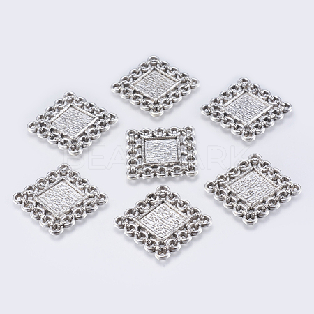 Tibetan Style Alloy Square Cabochon Connector Settings X-TIBE-2224-AS-FF-1