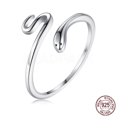 Rhodium Plated 925 Sterling Silver Cuff Rings RJEW-BB56107-1