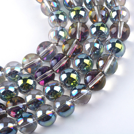 Half Plated Transparent Glass Beads Strands X-EGLA-Q062-6mm-B02-1
