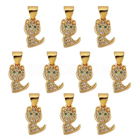 10Pcs Brass Micro Pave Clear Cubic Zirconia Pendants KK-SZ0005-51-1