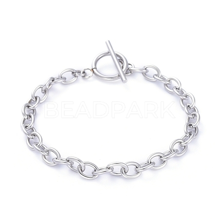 Tarnish Resistant Unisex 304 Stainless Steel Cable Chain Bracelets X-BJEW-P245-39P-1