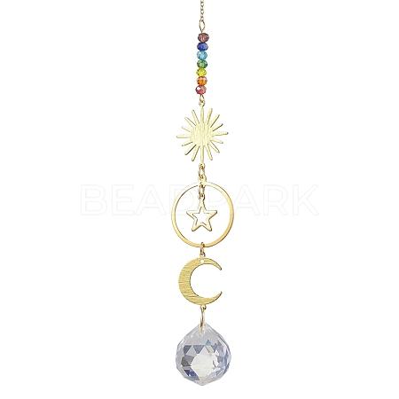 Brass Sun Moon Star Hanging Ornaments HJEW-JM01950-02-1