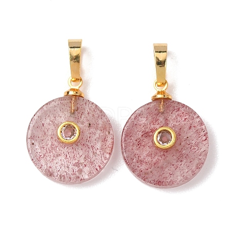 Natural Strawberry Quartz Pendants G-P628-03G-09-1