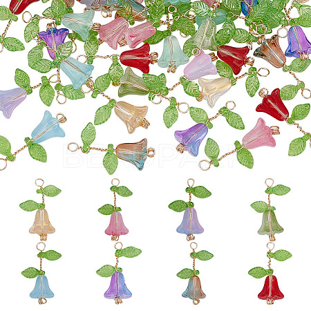 50Pcs Glass Pendants PALLOY-HY00097-1