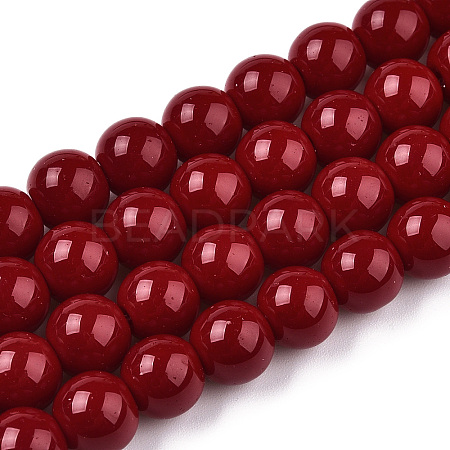 Opaque Solid Color Glass Beads Strands GLAA-T032-P8mm-05-1