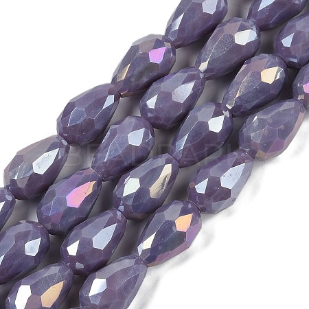 Opaque Solid Color Electroplate Glass Beads Strands EGLA-N013-P6mm-B09-1