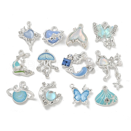 Alloy Rhinestone & Enamel Pendants PALLOY-F312-01P-1