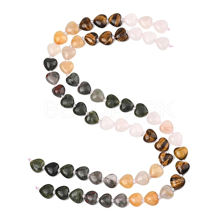 Gradient Color Natural Pink Aventurine & Tiger Eye & Topaz Jade & African Bloodstone & Chinese Southern Jade Beads Strands G-B185-A06-1