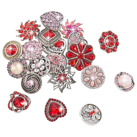 24Pcs 2 Colors Alloy Rhinestone Snap Buttons BUTT-AR0001-33-1