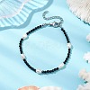 Natural Black Spinel &  Cultured Freshwater Pearl  Beads Beaded Bracelets for Woman BJEW-JB11268-1