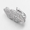 Feather Platinum Tone 925 Sterling Silver Micro Pave Cubic Zirconia Twister Clasps STER-E044-26P-1