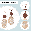 ANATTASOUL 3 Pairs 3 Colors Wood Hollow Oval Dangle Earrings with 304 Stainless Steel Pins for Women EJEW-AN0004-83-3