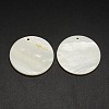 Flat Round Freshwater Shell Pendants X-SHEL-M005-35-1
