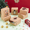BENECREAT 24Pcs 6 Styles Christmas Theme Folding Kraft Paper Cardboard Jewelry Gift Boxes CON-BC0007-08-4