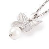 Butterfly Rack Plating Brass ABS Pearl Pendant Necklaces NJEW-S423-03P-1