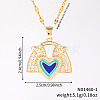 Brass Blue Enamel Fan with Heart Pendant Necklaces CL4028-1-2