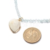 Natural Aquamarine & Lava Rock Beaded Necklace with Brass Charm NJEW-JN03997-6