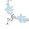 3Pcs 3 Colors Spray Painted Glass Star Beads & Natural Rose Quartz & Amazonite & Green Aventurine Beads Stretch Bracelets for Women BJEW-MZ00175-4