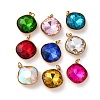 316 Stainless Steel Faceted Glass Pendants STAS-K258-47G-1
