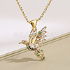 Brass Pave Cubic Zirconia Little Bird Pendant Necklaces FS-WG89328-01-1