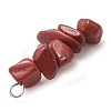 Gradient Color Natural Rhodonite & Natural Red Jasper & Natural Strawberry Quartz Chip Beaded Pendants PALLOY-JF02791-06-5