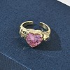 Brass Pave Cubic Zirconia Cuff Open Rings for Women RJEW-L343-08G-02-2