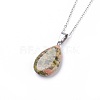 Natural & Synthetic Gemstone Pendant Necklaces X-NJEW-JN02160-3