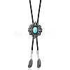 Alloy with Synthetic Turquoise Pendant Waxed Cord Bolo Tie Lariat Necklaces FS-WGCCEF8-01-1