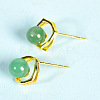 Natural Green Aventurine Studs Earrings PW-WG46384-06-1